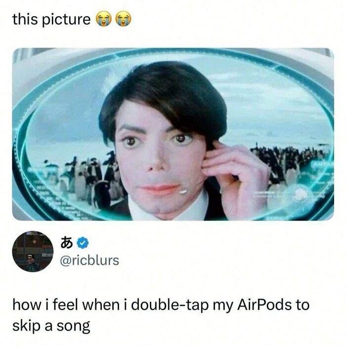 Michael Jackson hologram image used for joke about double-tapping AirPods