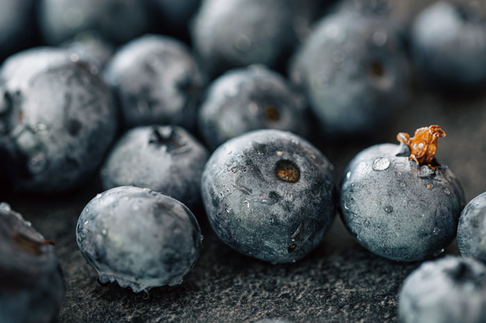 Close-up of fresh blueberries, a healthy food that stood out to Americans in Europe