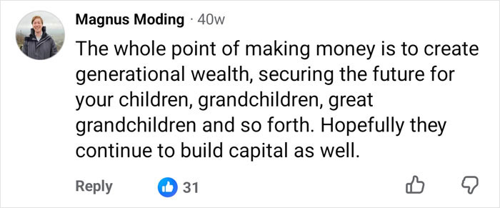 Comment on making money to create generational wealth for children and grandchildren Comment on making money to create generational wealth for children and grandchildren