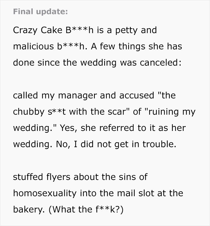 Text showing a final update on a crazy cake obsession at a wedding bakery Text showing a final update on a crazy cake obsession at a wedding bakery
