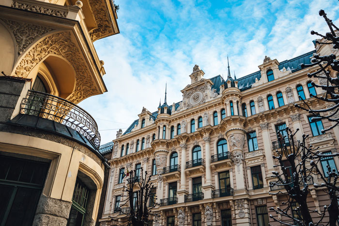 Ornate European architecture showcasing intricate details in historic buildings