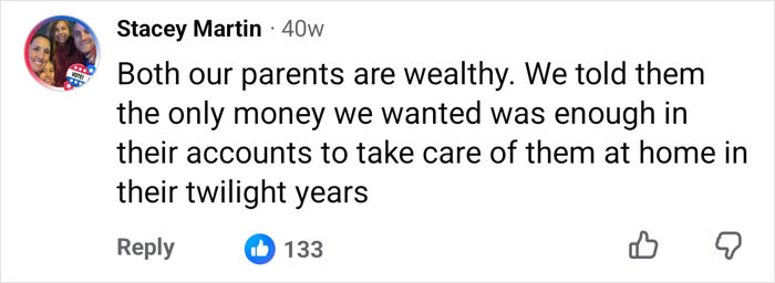 Comment on parents leaving money for care in their twilight years inheritance talk Comment on parents leaving money for care in their twilight years inheritance talk