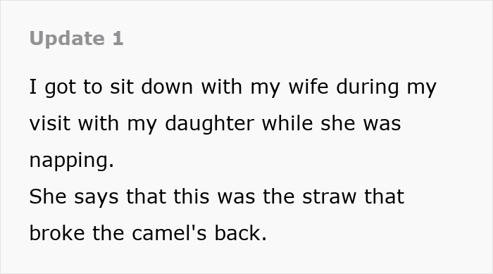 Text about wife saying paternity test demand was breaking point in marriage Text about wife saying paternity test demand was breaking point in marriage