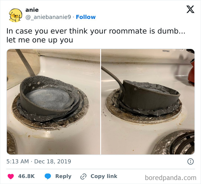 Kitchen fail with melted pot stuck on electric stove burner