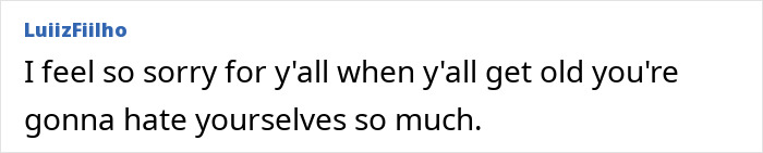 Comment expressing sympathy about aging and self-hate