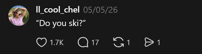 An ignorant thing middle-class people say: Do you ski? on a social media post screenshot.