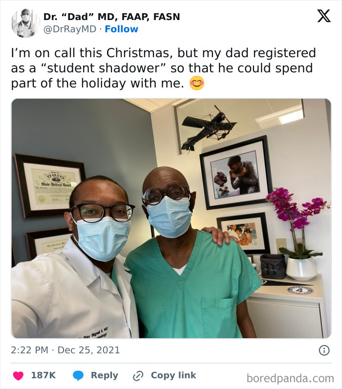 Two doctors, wearing masks and scrubs, smiling for a selfie. A doctor's awesome sense of humor makes the holiday less scary.