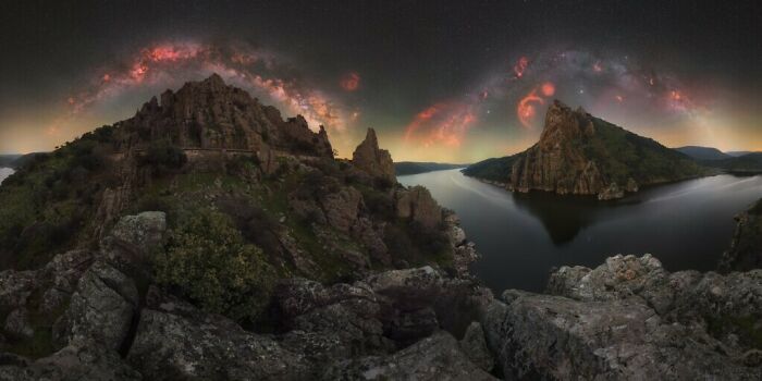 “Double Milky Way Over Monfragüe National Park” By Luis Cajete