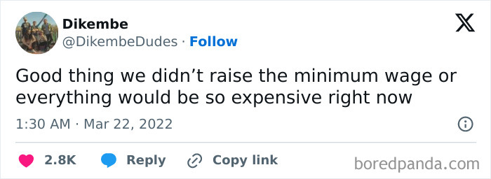 Tweet about not raising minimum wage or expenses rising meme
