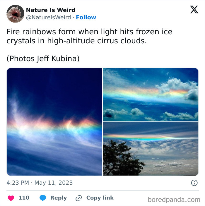 Fire rainbow forming on high-altitude cirrus clouds