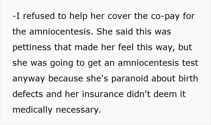 Husband refuses to pay amniocentesis co-pay causing wife distress Husband refuses to pay amniocentesis co-pay causing wife distress