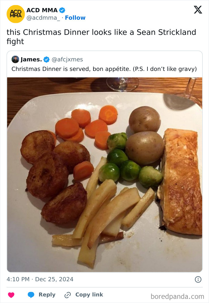 Christmas dinner plate with carrots, brussels sprouts, potatoes, and salmon