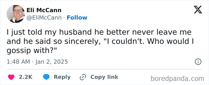 Funny married life tweet on husband's sincere response about not leaving and gossiping