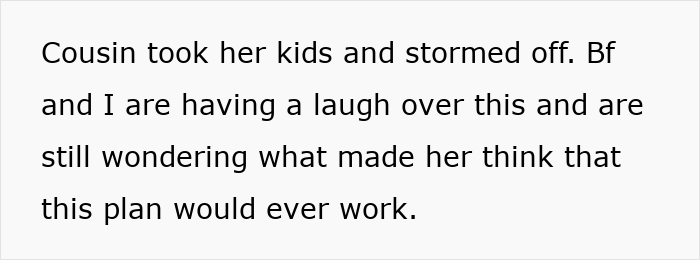 Text about cousin taking kids and storming off Text about cousin taking kids and storming off