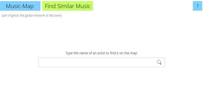 A screenshot of the Music-Map website, an interesting website for finding similar music. It features a search bar for artists.