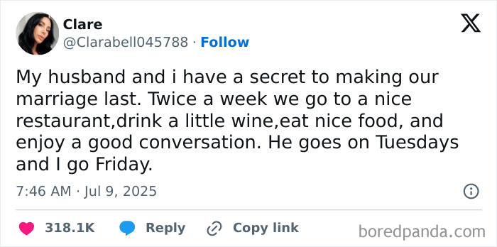 Couple shares secret to marriage: dining alone twice a week for quality time