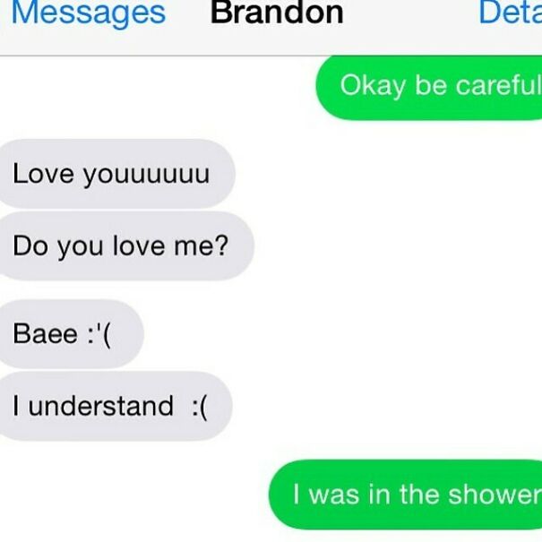 Relationship texts showing emotional messages asking about love