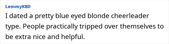 Recollection of dating attractive person and experiencing increased kindness and help
