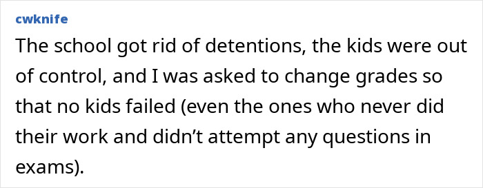 Teacher forced to change grades as school removes detentions and students go out of control