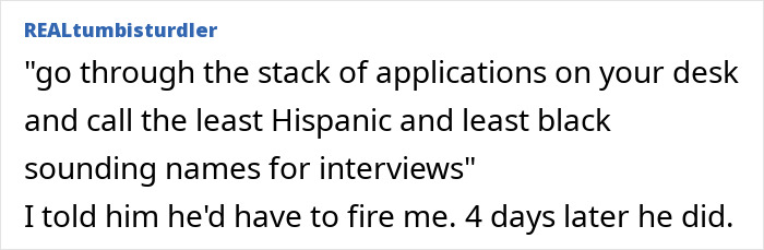 Boss instructed biased interview screening in worst boss quotes