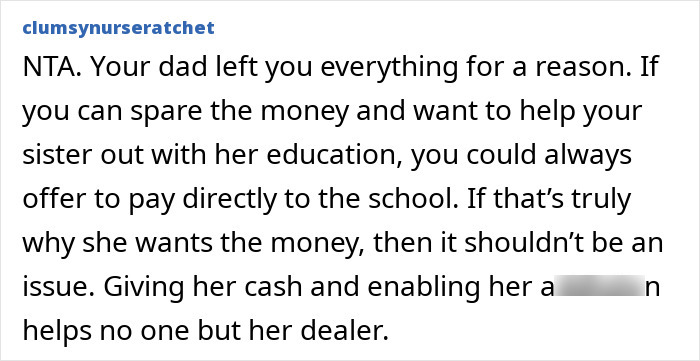 Woman Leeches Off Sick Dad For Years, Shamelessly Demands Half Of Inheritance He Left For Sister Woman Leeches Off Sick Dad For Years, Shamelessly Demands Half Of Inheritance He Left For Sister