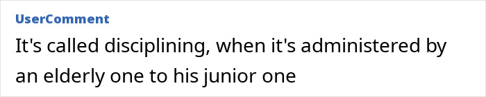 A user comment about disciplining from an elder to a junior, possibly referencing the French President's infamous moment caught on camera. A user comment about disciplining from an elder to a junior, possibly referencing the French President's infamous moment caught on camera.