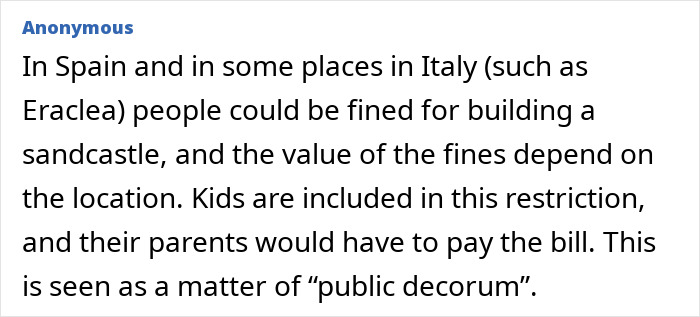 Spain and Italy fine people for building sandcastles as public decorum