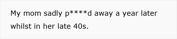 Text about mother's passing in her late 40s Text about mother's passing in her late 40s