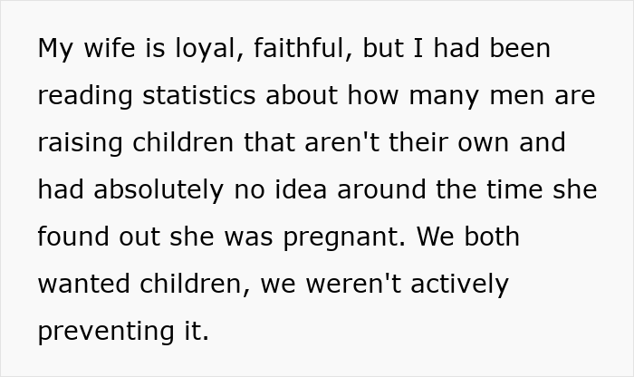 Personal story about doubts leading to husband demanding paternity test Personal story about doubts leading to husband demanding paternity test