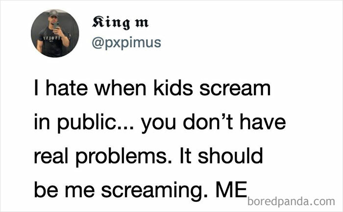 Tweet complaining about kids screaming in public meme with catchy memes