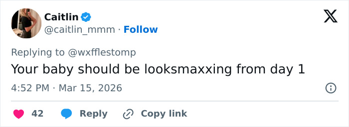 Tweet urging looksmaxxing for babies from day one