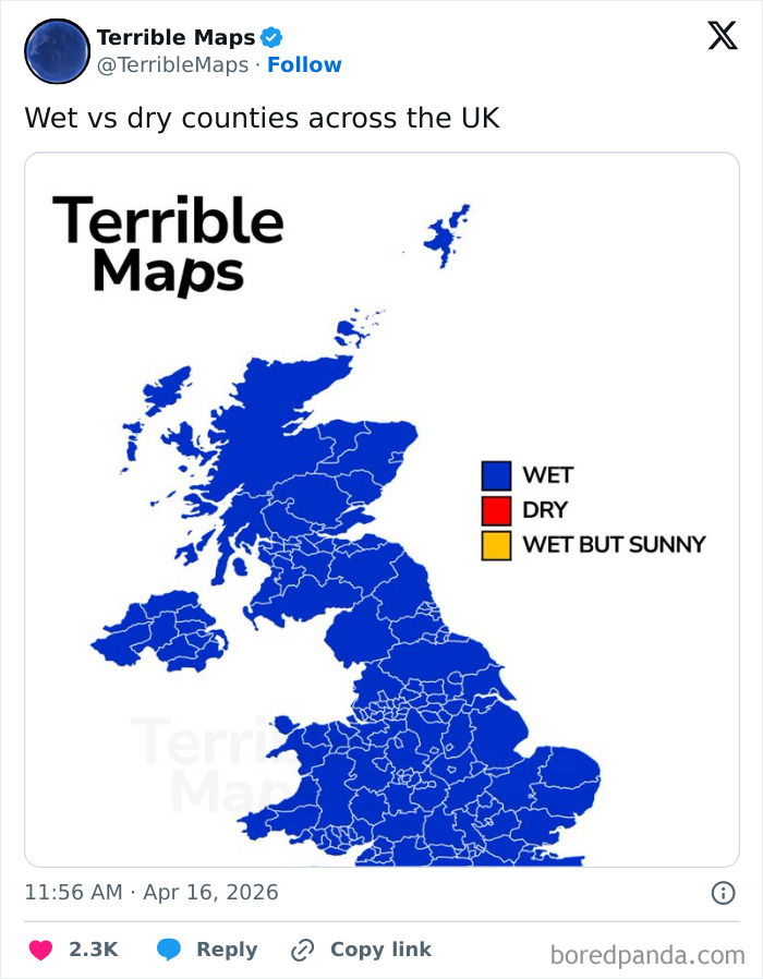UK map showing all counties marked as wet with no dry areas