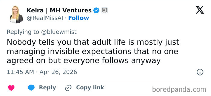 Tweet on adult life managing invisible expectations from adult problems