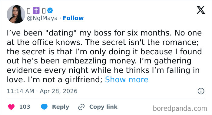 Office drama secret dating boss to gather embezzlement evidence revealed on social media