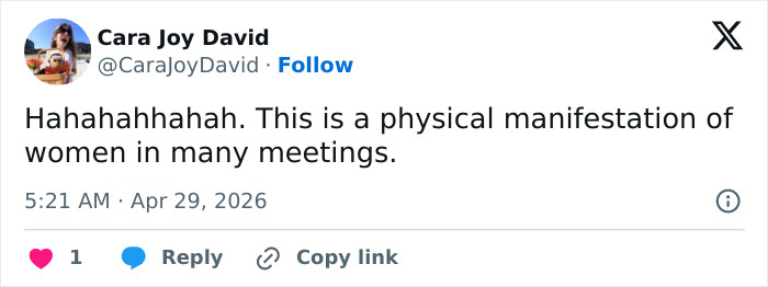 Tweet about physical manifestation of women in meetings manspreading controversy