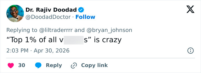 "1% superior": Biohacker Bryan Johnson faz comentários ousados ​​sobre as partes íntimas da namorada