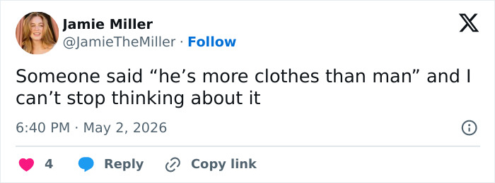 Tweet mentioning clothes reference in manspreading controversy