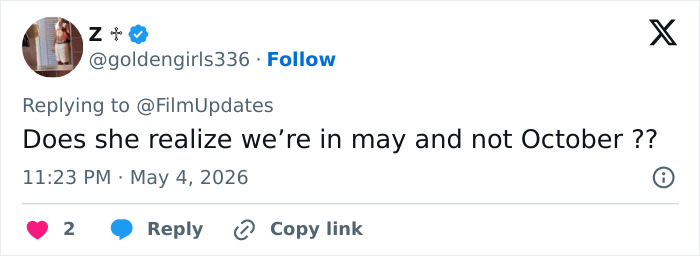 A fan mocks Heidi Klum's Met Gala outfit transformation on X, asking: "Does she realize we're in May and not October??"