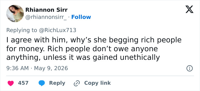 Tweet debating ethics and money in James Charles scandal context