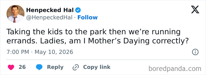 Funny parenting confession about taking kids to the park and running errands on Mother's Day