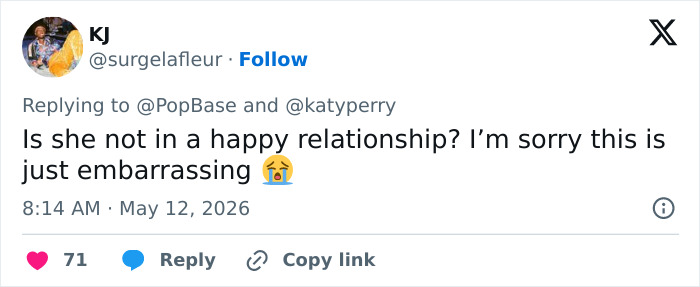 Katy Perry’s Snarky Comment On Ex Josh Groban’s Engagement Starts Frenzy: “The Queen Of Being Relatable” Katy Perry’s Snarky Comment On Ex Josh Groban’s Engagement Starts Frenzy: “The Queen Of Being Relatable”