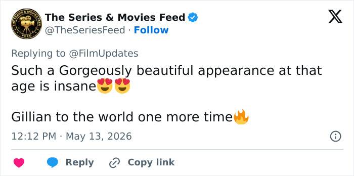 A tweet praising an older celebritys appearance at Cannes Film Festival, implying Boomers are stealing the show. A tweet praising an older celebritys appearance at Cannes Film Festival, implying Boomers are stealing the show.