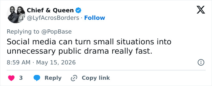 Tweet about social media turning situations into public drama in James Charles scandal