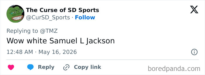 Tweet joking about white Samuel L. Jackson with image of John Travolta's new look