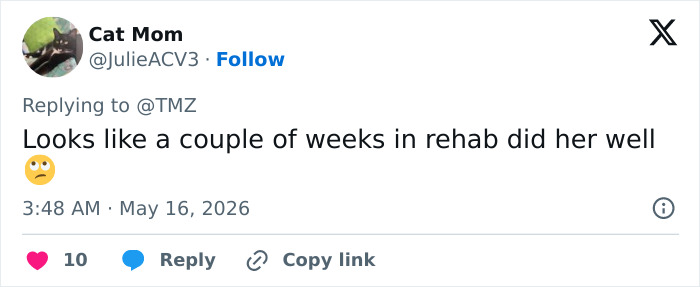 Tweet saying rehab helped Britney Spears
