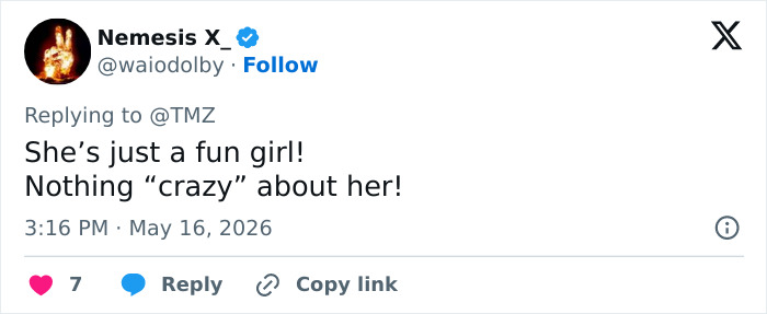 Tweet defending Britney Spears as a fun girl