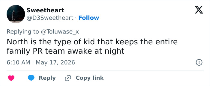 Tweet about North West keeping family PR team awake Tweet about North West keeping family PR team awake