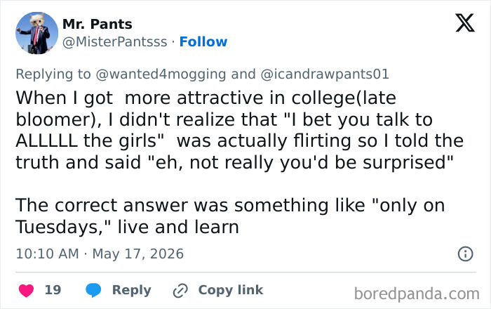Late realization about flirting signals and college attractiveness