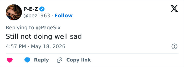 Tweet saying Britney Spears is still not doing well
