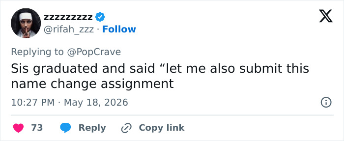 Tweet mencionando a formatura de Zahara e a declaração de mudança de nome Tweet mencionando a formatura de Zahara e a declaração de mudança de nome